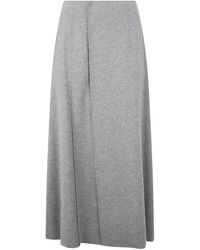 Alberta Ferretti - Rokken ,Grijs ,Wol Lange Eenvoudige Jurk - Lyst