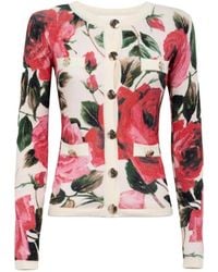 Blugirl Blumarine - Cardigan in maglia stampa rose - Lyst