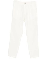 Herno - Broeken ,Wit ,Katoen Tailored Broek Met Elastische Tailleband - Lyst