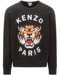 KENZO - Hoodies & Sweatvesten ,Zwart ,Katoen Lucky Tiger Oversize Sweat - Lyst