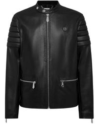 Philipp Plein - Leather Moto Jacket Dobermann - Lyst