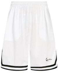 Karlkani - Korte Broeken ,Wit ,Polyester Signature Mesh Shorts Met Zijzakken - Lyst