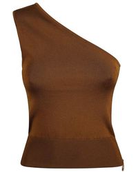 Patou - Braunes One-Shoulder-Stricktop - Lyst