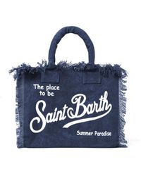 Mc2 Saint Barth - Indigo canvas handtasche mit fransen - Lyst