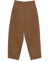 Moncler - Straight Leg Cotton Gabardine Broeken - Lyst