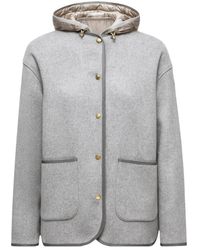Moncler - Jassen ,Grijs ,Wol Reposse 3-In-1 Wollen & Kasjmier Korte Donsjas - Lyst