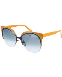 Marni - Sonnenbrille mit metallrahmen, braun mit blauen gläsern - Lyst