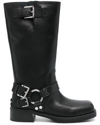 Michael Kors - Schwarze lederstiefel mit schnalle - Lyst