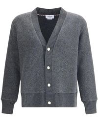 Thom Browne - Woll V-Ausschnitt Strickjacke - Lyst