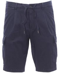 BRIGLIA - Korte Broeken ,Blauw ,Katoen Blauwe Cargo Linnen Katoen Shorts - Lyst