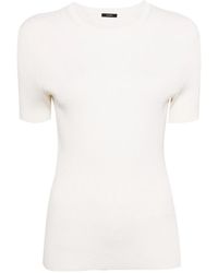 JOSEPH - Tops ,Wit ,Satijn Satijnen Ribgebreide T-Shirt Met Korte Mouwen - Lyst