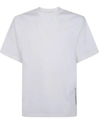 Jil Sander - Tops ,Wit ,Katoen T-Shirt Met Ronde Hals En Korte Mouwen Met Print - Lyst