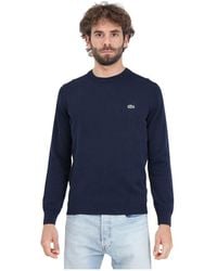 Lacoste - Blauer logo pullover regular fit baumwolle - Lyst