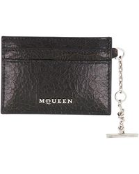 McQueen - Schwarzer Lederkartenhalter Mit Kette - Lyst