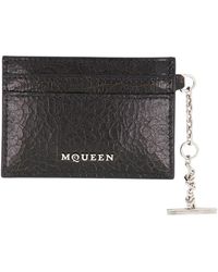 McQueen - Zwarte Leren Kaarthouder Met Ketting - Lyst