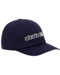 Roberto Cavalli - Accessoires ,Blauw ,Katoen Logo Baseball Cap Twill Fabric - Lyst