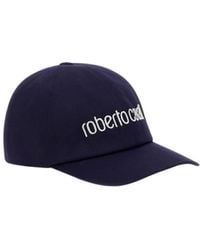 Roberto Cavalli - Accessoires ,Blauw ,Katoen Logo Baseball Cap Twill Fabric - Lyst