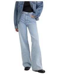 Levi's - Jeans ,Blauw ,Katoen Ribcage Wide Leg - Lyst