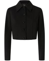 Pinko - Jassen ,Zwart ,Polyester Korte Jas Met Enkele Rij Knopen - Lyst