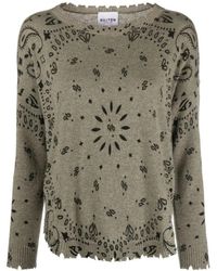 Kujten - Truien & Vesten ,Groen ,Cashmere Bandana Intarsia Gebreide Trui - Lyst
