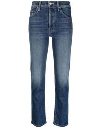 Mother - Indigo high-rise cropped skinny jeans - Lyst