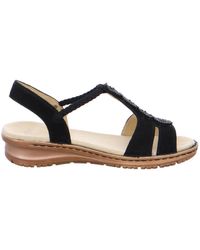 Ara - Schoenen ,Zwart ,Leer Luxe Zwarte Sandaal Met Middenvoet Ondersteuning - Lyst