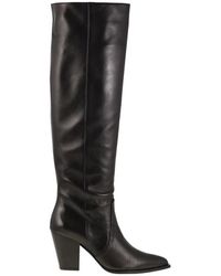 Stuart Weitzman - Schoenen ,Zwart ,Leer 85Mm Kniehoge Laarzen Met Puntige Neus - Lyst