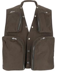 Rick Owens - Graue V-Ausschnitt Cargo Weste Jacke - Lyst
