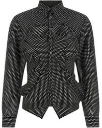 Junya Watanabe - Overhemden ,Veelkleurig ,Leer Polka-Dot Asymmetrische Zoom Shirt - Lyst