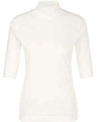 Marc Cain - T-Shirt Met Opstaande Kraag Van Ribstof - Lyst