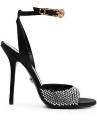 Versace - Safety-pin 125mm Rhinestone-embellished Sandals - Lyst