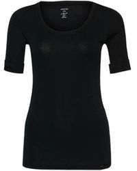 Marc Cain - Tops ,Zwart ,Katoen Hoogwaardig Basic-Shirt - Lyst