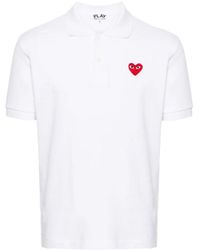 COMME DES GARÇONS PLAY - Polo con patch cuore magliette bianca cotone - Lyst