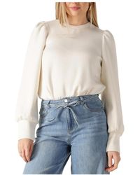 Object - Overhemden ,Wit ,Denim Objandrea Re L/S O-Neck Top - Lyst