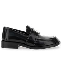 Acne Studios - Schwarze loafer aus lackleder mit logo - Lyst