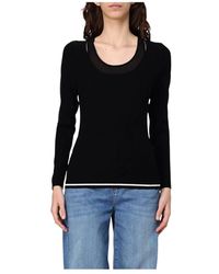 Liu Jo - Gerippter Strickpullover Schwarz - Lyst