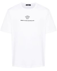 Versace - Jersey Katoenen T-Shirt Met Medusa Borduurwerk - Lyst