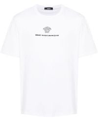 Versace - Jersey Katoenen T-Shirt Met Medusa Borduurwerk - Lyst