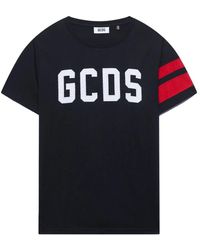 Gcds - Tops ,Zwart ,Katoen Katoenen T-Shirt Met Geborduurd Logo - Lyst
