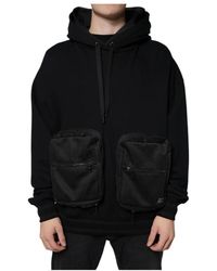 Dolce & Gabbana - Hoodies & Sweatvesten ,Zwart ,Katoen Zwarte Hoodie Met Logodetails - Lyst