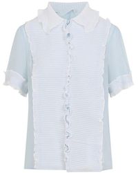 Jil Sander - Blaue Seidenbluse Eleganter Stil - Lyst