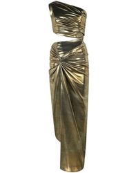 Roberto Cavalli - Kleedjes ,Geel ,One-Shoulder Jurk Met Uitgesneden Detail - Lyst