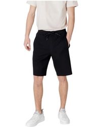 ARMANI EXCHANGE - Schwarze shorts mit schnürung und taschen - Lyst