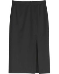 Barena - Longuette Wollen Rok Met Zijsplit - Lyst