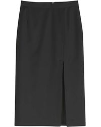 Barena - Longuette Wollen Rok Met Zijsplit - Lyst