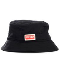 KENZO - Schwarzer logo bucket hat mit rotem und weißem front - Lyst