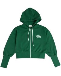 Gcds - Hoodies & Sweatvesten ,Groen ,Katoen Hoodie Met Ritssluiting En Logoprint - Lyst
