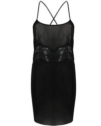 Calvin Klein - Kleedjes ,Zwart ,Polyester Zwarte Zwarte Body Chemise - Lyst