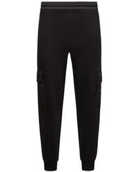 Moncler - Broeken ,Zwart ,Katoen Zwarte Elastische Broek Met Zakken - Lyst