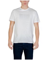 ARMANI EXCHANGE - Tops ,Wit ,Katoen T-Shirt Van Katoen Met Ronde Hals En Korte Mouwen - Lyst